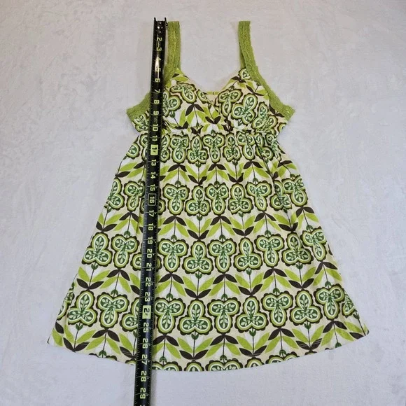 Vintage Y2K Womens Medium Baby Doll Lace Tank Top Green Floral 90s Bella Swan - Picture 10 of 10